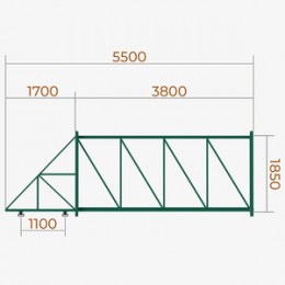 Ворота откатные каркас с заполнением из сетки Гиттер 3500х1700мм RAL 6005