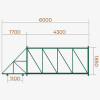 Ворота откатные каркас с заполнением из сетки Гиттер 4000х1700 мм RAL 6005