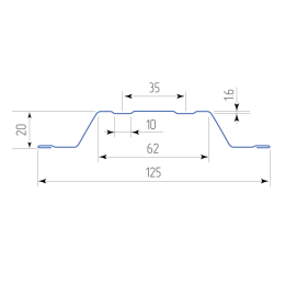 Штакетник металлический 125 мм П-образный 1250 мм фигурный PE 0,4 мм RAL6005